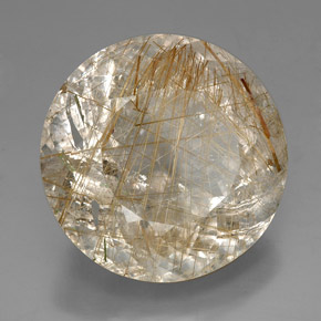 Quartzo rutilado amarelo natural 88,29ct, corte redondo, transparente