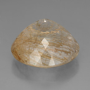 Quartzo rutilado amarelo natural 88,29ct, corte redondo, transparente