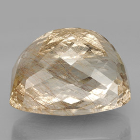 Quartzo rutilado amarelo natural 93,79ct, corte esmeralda, transparente