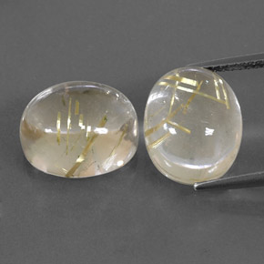 Pedras preciosas de quartzo rutilado amarelo natural de  ct, corte oval, transparente