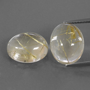 Pedras preciosas de quartzo rutilado amarelo natural de  ct, corte oval, transparente