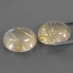 Pedras preciosas de quartzo rutilado amarelo natural de  ct, corte oval, transparente