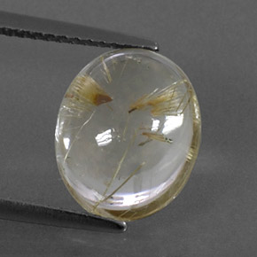 Quartzo rutilado amarelo natural 4,89ct, corte oval, transparente