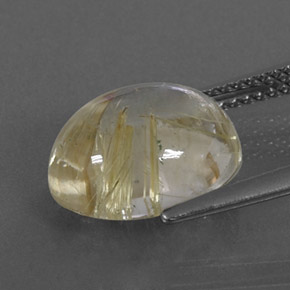 Quartzo rutilado amarelo natural 4,89ct, corte oval, transparente