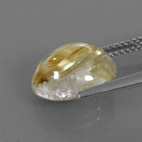 Quartzo rutilado amarelo natural 4,46ct, corte oval, transparente