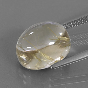Quartzo rutilado amarelo natural 7,12ct, corte oval, transparente