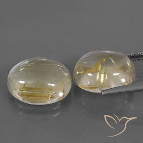 Pedras preciosas de Quartzo Rutilo Luz amarela natural de 10.69 ct, oval, Transparente