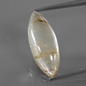 Quartzo rutilado amarelo natural 10,87ct, marquise, transparente