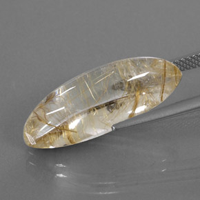 Quartzo rutilado amarelo natural 10,87ct, marquise, transparente