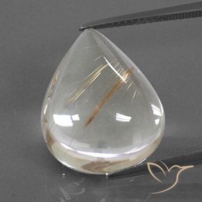 15.33ct Natural Luz amarela Quartzo Rutilo, Formato de pêra, Transparente