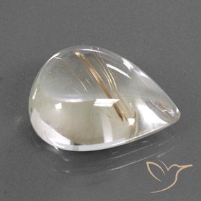 Quartzo Rutilo Luz amarela Natural 15.33ct, Formato de pêra, Transparente
