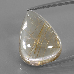 Quartzo rutilado amarelo natural 15,54ct, formato de pêra, transparente