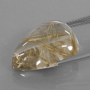 Quartzo rutilado amarelo natural 15,54ct, formato de pêra, transparente