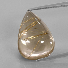 Quartzo rutilado amarelo natural 18,76ct, formato de pêra, transparente