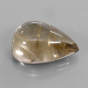 Quartzo rutilado amarelo natural 18,76ct, formato de pêra, transparente