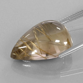 Quartzo rutilado amarelo natural 18,76ct, formato de pêra, transparente