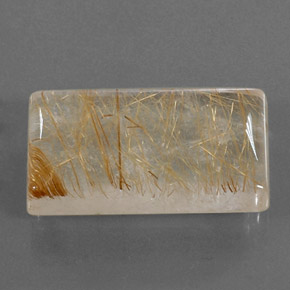 Quartzo rutilado amarelo natural 29,39ct, baguete, transparente