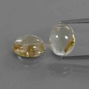 Pedras preciosas de quartzo rutilado ouro natural de  ct, corte oval, transparente