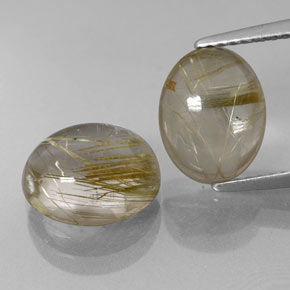 Pedras preciosas de quartzo rutilado ouro natural de  ct, corte oval, transparente