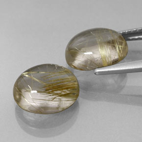 Pedras preciosas de quartzo rutilado ouro natural de  ct, corte oval, transparente