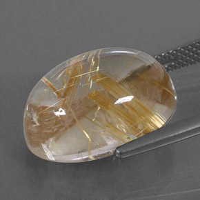 Quartzo rutilado amarelo natural 11,37ct, corte oval, transparente