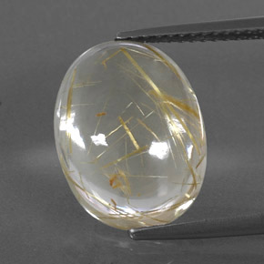 Quartzo rutilado amarelo natural 7,87ct, corte oval, transparente