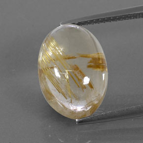 Quartzo rutilado amarelo natural 7,07ct, corte oval, transparente