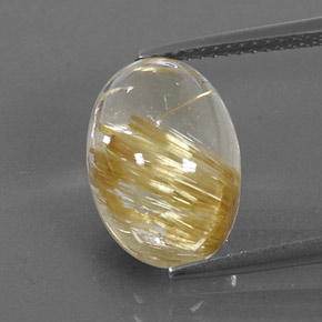 Quartzo rutilado amarelo natural 6,93ct, corte oval, transparente