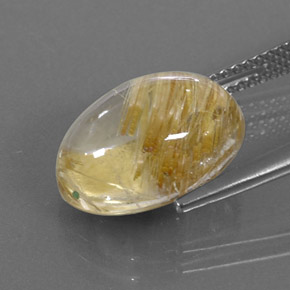 Quartzo rutilado amarelo natural 6,93ct, corte oval, transparente