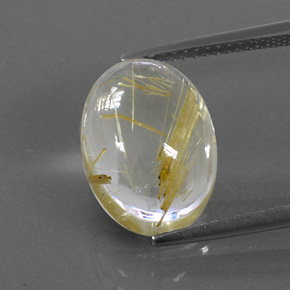 Quartzo rutilado amarelo natural 7,25ct, corte oval, transparente