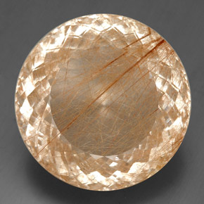 Quartzo rutilado amarelo natural 129,30ct, corte redondo, transparente