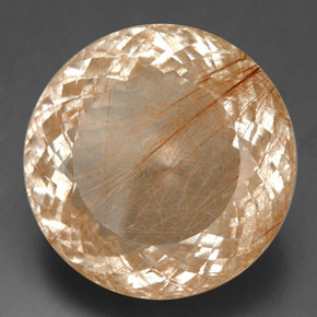 Quartzo rutilado amarelo natural 129,30ct, corte redondo, transparente