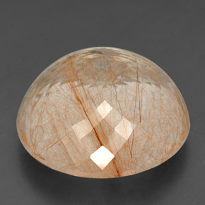 Quartzo rutilado amarelo natural 129,30ct, corte redondo, transparente