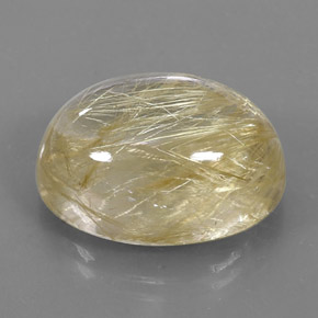 Quartzo rutilado amarelo natural 22,76ct, corte oval, transparente