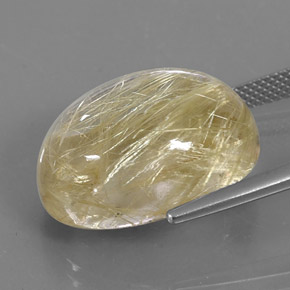Quartzo rutilado amarelo natural 22,76ct, corte oval, transparente
