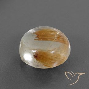 Quartzo Rutilo Claro e Ouro-Bronze Natural 8.46ct, Redondo, Transparente/Translúcido
