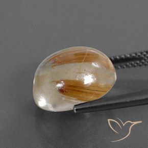Quartzo Rutilo Claro e Ouro-Bronze Natural 8.46ct, Redondo, Transparente/Translúcido