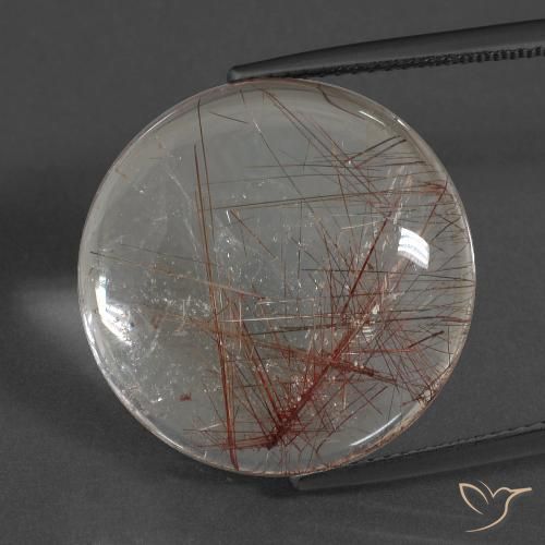 Quartzo rutilado branco natural 21,57ct, corte redondo, transparente