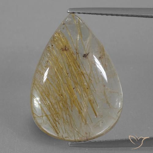 13.25ct Natural ouro médio Quartzo Rutilo, Formato de pêra, Transparente