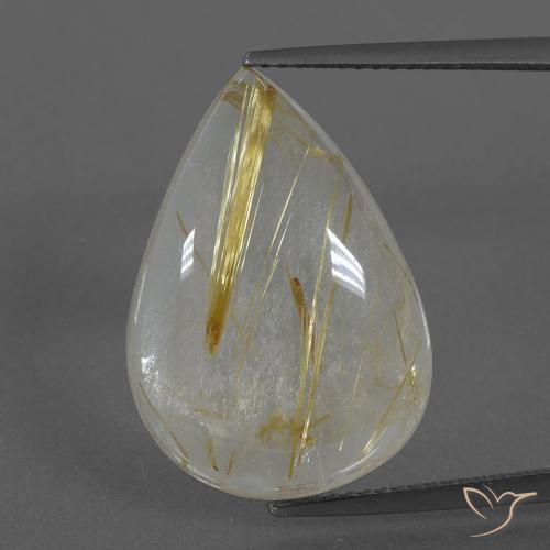 13.86ct Natural Amarelo Terroso Quartzo Rutilo, Formato de pêra, Transparente