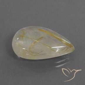 Quartzo Rutilo Amarelo Terroso Natural 13.86ct, Formato de pêra, Transparente