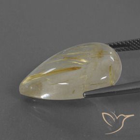 Quartzo Rutilo Amarelo Terroso Natural 13.86ct, Formato de pêra, Transparente