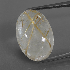 Quartzo rutilado dourado natural 18,47ct, corte oval, transparente