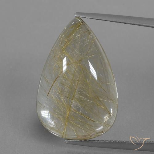 13.44ct Natural Castanho Dourado Muito Claro Quartzo Rutilo, Formato de pêra, Transparente