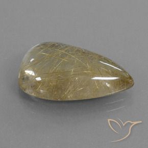 Quartzo Rutilo Castanho Dourado Muito Claro Natural 13.44ct, Formato de pêra, Transparente