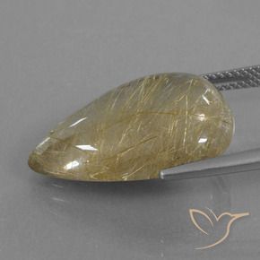 Quartzo Rutilo Castanho Dourado Muito Claro Natural 13.44ct, Formato de pêra, Transparente
