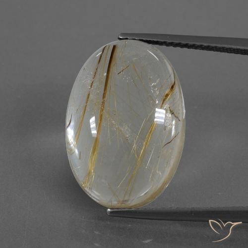 14.16ct Natural Castanho Dourado Muito Claro Quartzo Rutilo, oval, Transparente