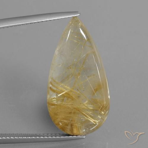 18.69ct Natural ouro médio Quartzo Rutilo, Formato de pêra, Transparente