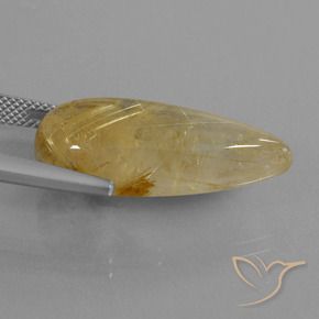Quartzo Rutilo ouro médio Natural 18.69ct, Formato de pêra, Transparente