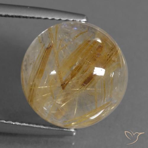 10.19ct Natural Castanho Dourado Muito Claro Quartzo Rutilo, Redondo, Transparente